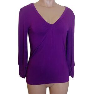 Vintage Y2K Womens Xtyn Italia Simple Classic Purple Long Sleeve Ruched Top M‎